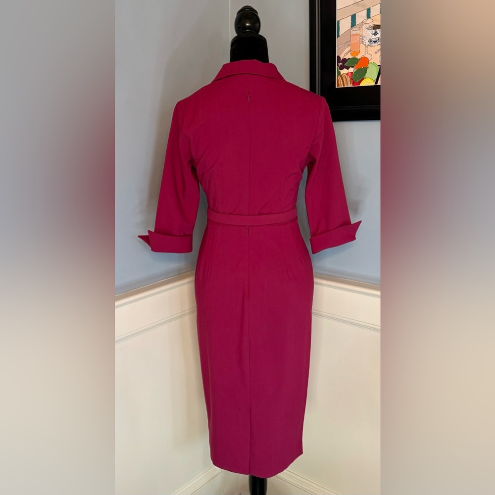 Glamour Bunny 1950s Style Raspberry Sleeved Lorelei Pencil Dress Sz S - Picture 5 of 6